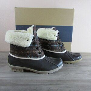 Pendleton Women's 6 Diamond Peak Duck Mid Rain Boot Brown PW2275